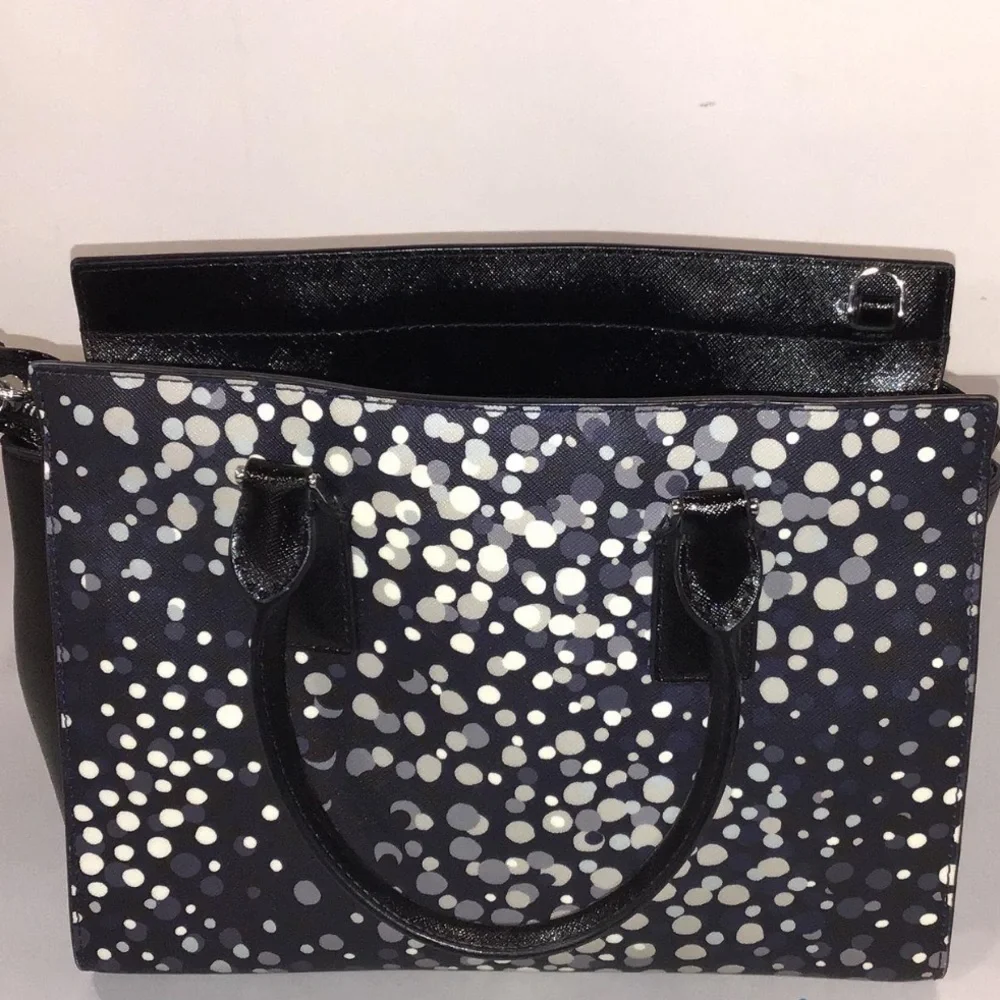 Women’s Kate Spade Black and Gray Polka Dot Satchel Bag